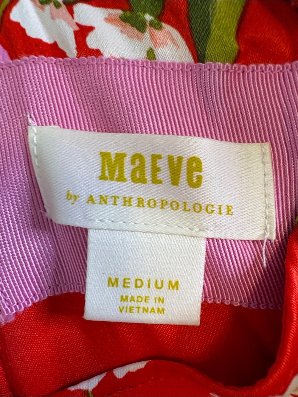 MAEVE by Anthropologie Red Floral Midi Dress with Pink & White Accents Size M - Picture 9 of 10